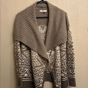 Abercrombie & Fitch Women Brown Cream Patterned Open Cardigan Size Extra Small